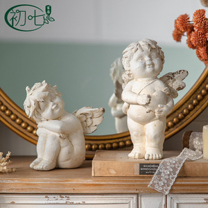 รูปปั้นนางฟ้าสไตล์อเมริกันเรโทร ทำจากเรซิ่น งานแฮนด์เมด ตกแต่งทางเข้าบ้านสไตล์ชิคเก๋ - Product Image 4