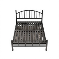 Cadre de lit double en fer forgé avec sommier à lattes, suspension renforcée, usage domestique, modèle 1800 mm, minimaliste moderne, pour location