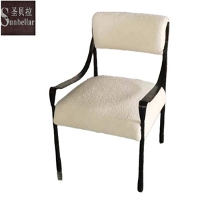 New Design Custom Made <strong>Cream</strong> Teddy Fabric <strong>Dining</strong> <strong>Chair</strong> High Quality <strong>Black</strong> Metal Forged Iron Frame <strong>Dining</strong> Room Dinning <strong>Chairs</strong> - Product Image 2