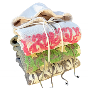 Finch Garment New Custom Knitted Woman Hoodie Cotton 3d Embroidery Chenille Sweater Zip Up Hoodie 