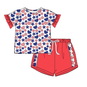 Pigiama Estivo Comodo Puresun per il 4 Luglio in Viscosa di Bambù, <span class=keywords><strong>Camicia</strong></span> <span class=keywords><strong>da</strong></span> <span class=keywords><strong>Notte</strong></span> per Bambine in <span class=keywords><strong>Cotone</strong></span> Biologico, Pigiami Personalizzati Stampati per Bambini - Product Image 2