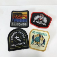 Écussons tissés AoSheng avec bordure Merrow, badges personnalisés avec logo, 100 % tissés, thermocollants