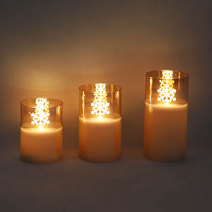 Bougie pilier en verre sans flamme à piles LED avec télécommande Décoration de bureau Maison Mariage Veilleuse Vente en gros - Product Image 4