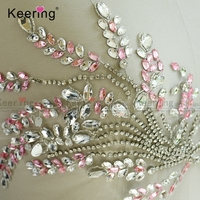 Haute qualité mariage ivoire perlé strass corsage patchs pour robe WDP-163