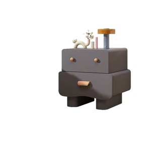 Table de chevet de couleur crème avec deux tiroirs, rangement moderne et minimaliste pour chambre à coucher, pour enfants, adultes et personnes âgées - Product Image 5