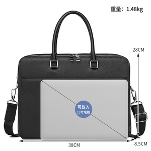 Maletín para hombre Cafen Kelvri de 15 pulgadas, bolso de negocios de piel de vaca de primera calidad, color sólido negro - Product Image 5
