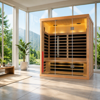 Sauna de loisirs SS-300 pour 3 personnes, sauna sec commercial en bois massif cèdre rouge/cèdre rouge, infrarouge lointain, fenêtres en transom, commande numérique, 6KW