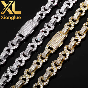 Wholesale High Quality Fashion <b>Statement</b> <b>Jewelry</b> 18k Gold Brass Hop 8-shaped Chain Bracelet Tennis Zircon Bracelet for Women - Product Image 3