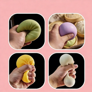 Jouets à presser personnalisés à remontée lente pour enfants, jouets sensoriels anti-stress en silicone en forme de dumpling, vente en gros - Product Image 5
