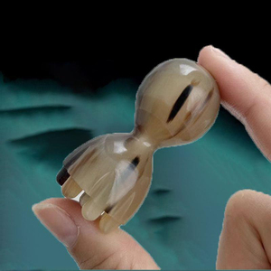 Yak blanc massif sculpté à la main tête du visage tige d'étirement pointe de corne de vache intégré <span class=keywords><strong>Lotus</strong></span> Pod Acupression Massage corps fait bois - Product Image 1