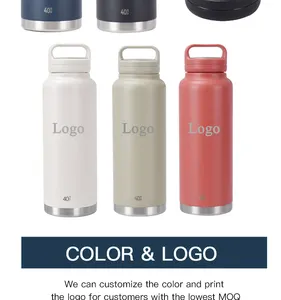 40oz Stainless Steel Double Wall Vacuum Insulated Sports Water Thermos Bottle With 2 In 1 Lid