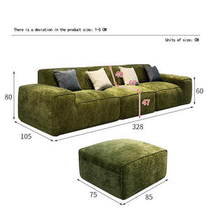 फ्रेंच रेट्रो चेनेल टोफू ब्लॉक इनलाइन फैब्रिक सोफा सरल आधुनिक क्रीमी लिविंग रूम सोफा - Product Image 5