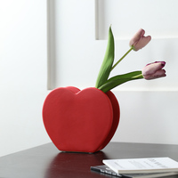 Vase en céramique mat en forme de cœur, style nordique minimaliste, pour décoration de salon, entrée, arrangement de fleurs séchées