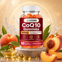 Complément Alimentaire Gommes CoQ10 Oméga-3 Vitamine B3 Zinc Magnésium Marque Blanche 500mg par Portion Saveur Pêche 60 Unités