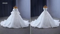 Feishiluo luxe moderne 3D fleur robe de mariée détachable hors épaule robe de bal avec perle de poire lourde et décoration en dentelle