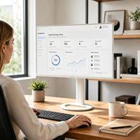 Elektrisch Höhenverstellbarer Monitorständer Ergonomischer Intelligenter Schreibtisch-Monitorständer mit Kabelloser Ladestation für Büro-Arbeitsplatz