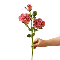Simulation de fleurs en soie rose âgées de 3 mois, fleurs artificielles, ornements de fleurs en soie, style de peinture