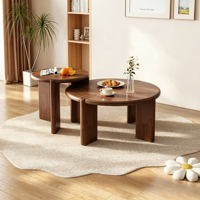 Table basse ronde en bois massif, directement de l'usine : durable, minimaliste et moderne, idéale pour les petits espaces, les chambres et les hôtels