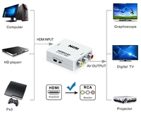 Adaptor Komposit Video HD 1080P Kotak Konverter 2AV - Kompatibel dengan AV RCA CVSB L/R Video Scaler Video Splitter Konverter