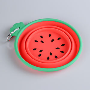 Moderno Tazón Portátil de Silicona para Mascotas, Diseño de Sandía Plegable con Mosquetón, Resistente al Calor, para Viajes de Perros y Gatos - Product Image 1