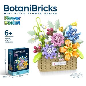 Ensemble de blocs de construction Micro Flower DIY, modèle de panier de bouquet artificiel en briques, jouet de construction pour la décoration de la maison, collection, à partir de 6 ans - Product Image 1