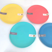 Lot de 2 couverts de vaisselle en plastique, assiette ronde durable, style européen, pour la maison, le camping, fabriqué à partir de paille de blé PP