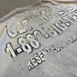 Custom DTG Printed Graphic Heavyweight T-shirt Acid Wash Mock Neck Tshirt Boxy Oversized Vintage White Box Fit Tee 400 Gram