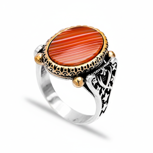 Agate Tiger Eye Ottoman Design Authentic <b>Men</b> <b>Ring</b> Turkish Wholesale Handmade 925 Sterling <b>Silver</b> for <b>Men</b> - Product Image 2