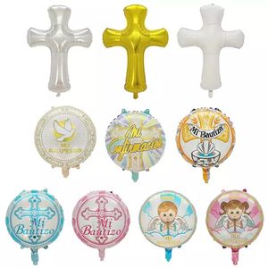 Bautismo español <span class=keywords><strong>Mi</strong></span> Bautizo Globos <span class=keywords><strong>Prima</strong></span> Comunión Santa Comunión Vela para decoración de fiesta Baby Shower Globo cruzado - Product Image 1