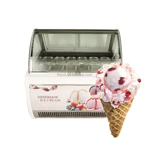 Penjualan terlaris komersial es krim Makanan Cepat es loli pendingin kulkas Showcase es krim tampilan kasus gelato Freezer