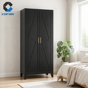 Rustikaler Farmhaus-Kleiderschrank in Schwarz mit X-Barn-Tür und verstellbarem Regal für Hotel, Zuhause und Großhandel - Product Image 1