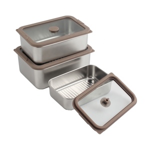 Leak-Proof Nestable Stainless Steel Vacuum Sealed <b>Lunch</b> <b>Boxes</b> with Glass Lid - Product Image 6