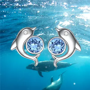 Ювелирные изделия оптом 925 стерлингового серебра милые животные кристалл Сова серьги-гвоздики