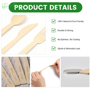 Juego de <span class=keywords><strong>Cubiertos</strong></span> Desechables de Bambú y Servilletas Pre-enrolladas, Tenedores, Cuchillos, Cucharas, Servilletas Biodegradables Envueltas para Fiestas y Bodas - Product Image 4