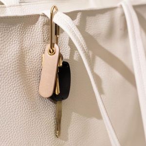 Embossed Oblong Tag Keychain Personalized <b>Key</b> <b>Ring</b> Custom Leather <b>Bag</b> Charm Minimalist Bridesmaid Favor, Gift for Mom - Product Image 4