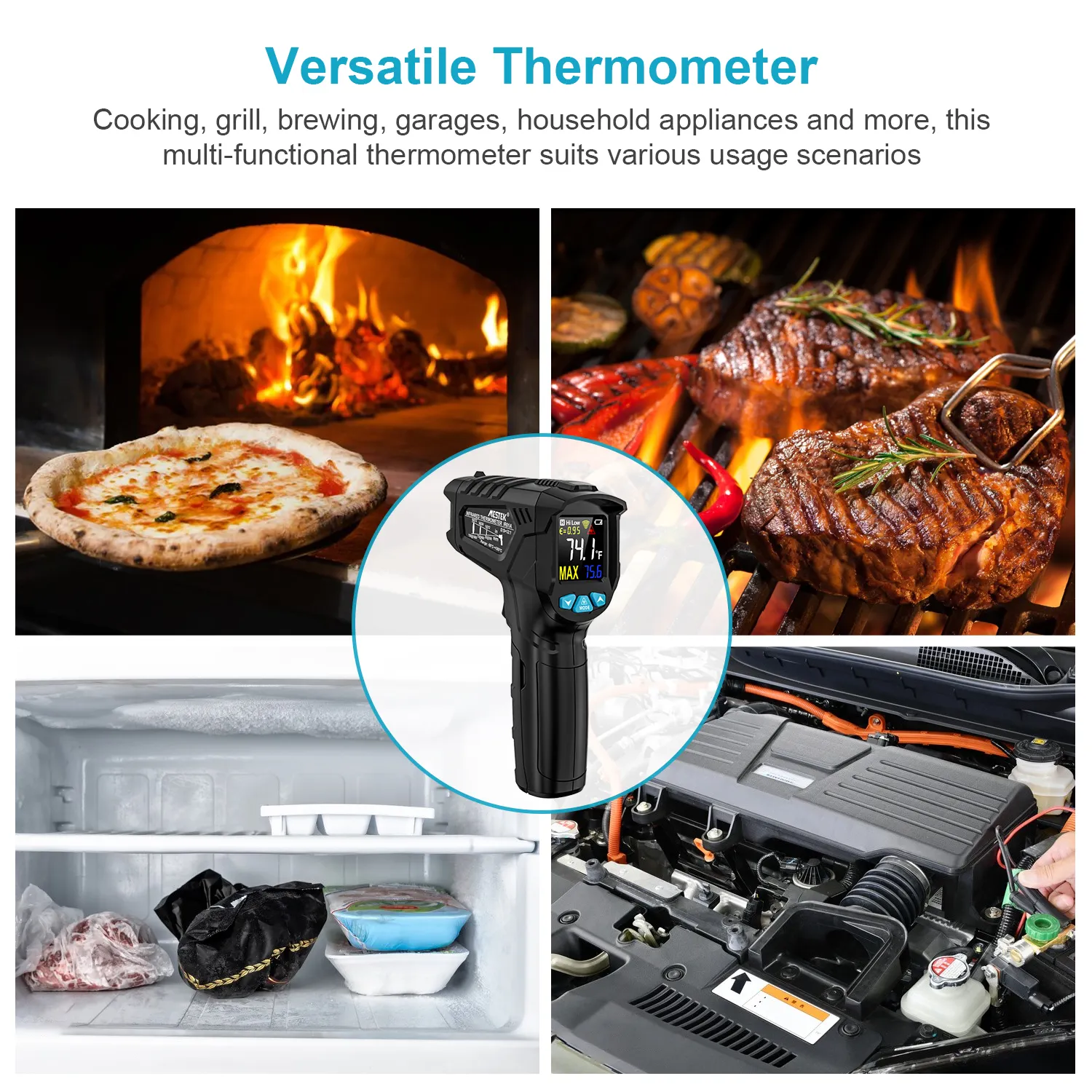 Digital Industrial thermometer with Laser targeting precise ETL FCC Laser Non-Contact IR thermometer high temperature gun