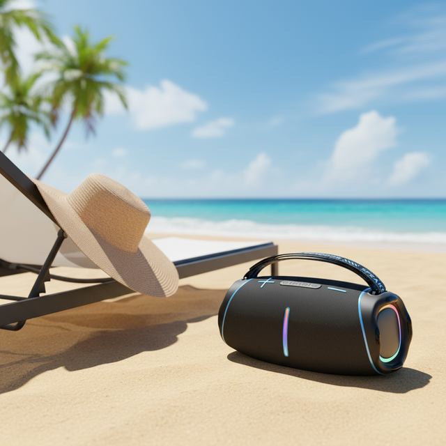 Custom Private Label Technology Gadgets Ready to Ship LED Portable Speakers with RGB Lighting Sound Activated Handle-Brand-Free