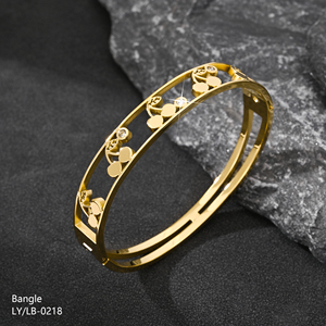Nouveauté Bracelet Jonc Creux en Acier Inoxydable 304/316L Plaqué Or avec Zircon <span class=keywords><strong>Fraise</strong></span> Doré, Tendance, Élégant et Écologique - Product Image 2