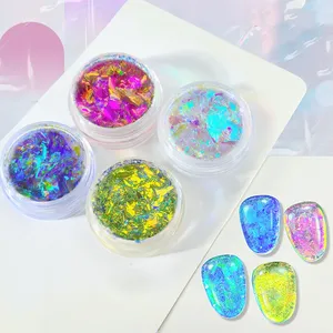 1 pot de poudre opale Aurora effet caméléon pour nail art, pigments irréguliers effet miroir magique, flocons chromés sirène, paillettes scintillantes effet nuage brocart & - Product Image 4