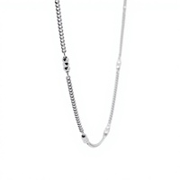 Collier fin en platine Pt950 blanc à trois perles espacées avec maillons décalés, unisexe, multicouche, décontracté, bijou en platine, cadeau