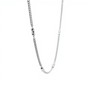 Cordón Delgado de Platino Pt950 Blanco con Tres Cuentas Espaciadas y Eslabones Descentrados, Joyería Casual Multicapa Unisex, Regalo - Product Image 5