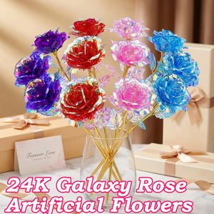 Roses artificielles en soie Galaxy 24K, 8 cm, faites à la main, durables, roses éternelles, cadeaux pour femmes, filles, fête des mères, Saint-Valentin - Product Image 6