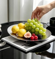 Support à gâteau élégant en acier inoxydable 304 de qualité supérieure, plateau à dessert style INS, plat de service alimentaire, assiette ronde ovale, plateau à fruits