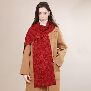 ピュアウール中国赤高級ショール女性のための通気性と柔らかいフォーチュンスカーフお祝いのビジネスと年間の贈り物 - Product Image 2