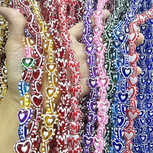 Cuentas de Vidrio en Forma de Corazón con Puntos de Colores, Estilo Lampwork, para Bisutería, Suministros de Joyería - Product Image 2