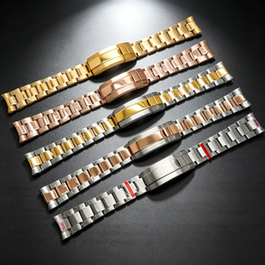 Correa de Acero Inoxidable Ajustable de Lujo de 20 mm, con Acabado Dorado Pulido y Cepillado, con Cierre de Hebilla para Relojes - Product Image 1