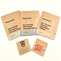 Sachet d'échantillon de papier écologique à trois joints latéraux Emballage de tablette de nettoyage d'huile de soin cosmétique Sachet de papier kraft brun