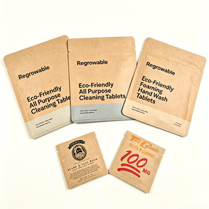 Eco Friendly a tre lati con sigillo <span class=keywords><strong>di</strong></span> <span class=keywords><strong>carta</strong></span> per campioni <span class=keywords><strong>di</strong></span> prodotti cosmetici per la cura della pelle olio pasticca per imballaggio marrone bustina <span class=keywords><strong>di</strong></span> <span class=keywords><strong>carta</strong></span> Kraft - Product Image 1