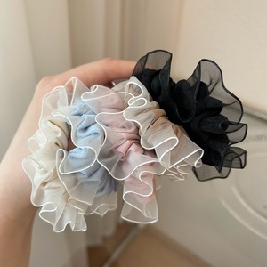 Chouchous pour cheveux pour femmes en organza, dentelle et satin, à motifs géométriques, élastiques, pour queue de cheval, accessoires d'été - Product Image 3