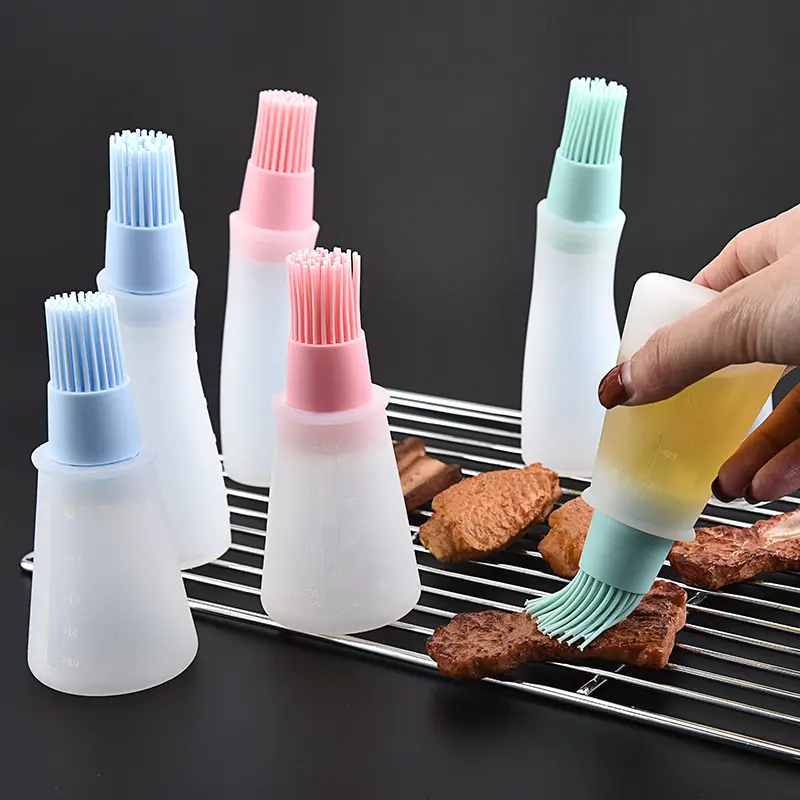 2022 New Fashion Creative Silicone Oil Bottle Brush Barbecue Oil Brush Kitchen Gadget Barbecue Seasoning Brush
